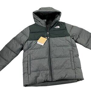 The North Face Youth Moondoggy Down Hoodie Puffer Jacket Boys L (14/16 ) Gray